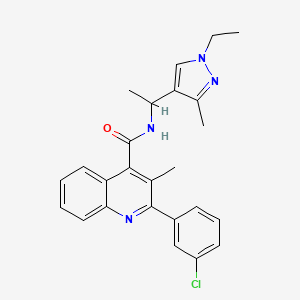 2-(3-chlorophenyl)-N-[1-(1-ethyl-3-methyl-1H-pyrazol-4-yl)ethyl]-3-methylquinoline-4-carboxamide