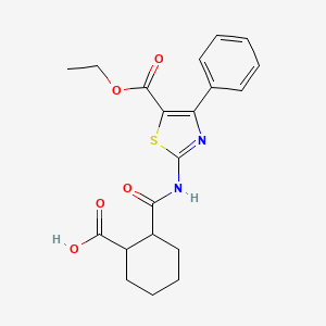 molecular formula C20H22N2O5S B4275917 2-{[5-(Ethoxycarbonyl)-4-phenyl-1,3-thiazol-2-yl]carbamoyl}cyclohexanecarboxylic acid 