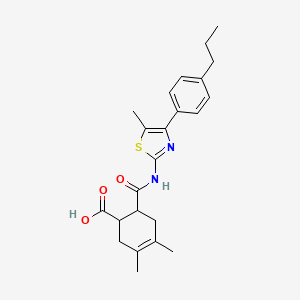 molecular formula C23H28N2O3S B4275981 3,4-Dimethyl-6-{[5-methyl-4-(4-propylphenyl)-1,3-thiazol-2-yl]carbamoyl}cyclohex-3-ene-1-carboxylic acid 