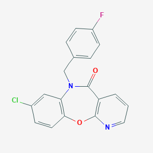 molecular formula C19H12ClFN2O2 B427599 8-chloro-6-(4-fluorobenzyl)pyrido[2,3-b][1,5]benzoxazepin-5(6H)-one 