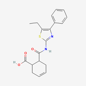 molecular formula C19H20N2O3S B4276019 6-[(5-Ethyl-4-phenyl-1,3-thiazol-2-yl)carbamoyl]cyclohex-3-ene-1-carboxylic acid 