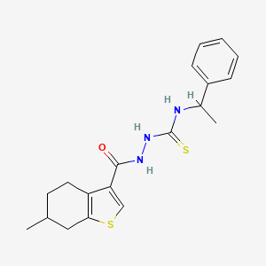 molecular formula C19H23N3OS2 B4276100 2-[(6-methyl-4,5,6,7-tetrahydro-1-benzothiophen-3-yl)carbonyl]-N-(1-phenylethyl)hydrazinecarbothioamide 