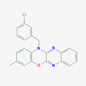 molecular formula C22H16ClN3O B427611 12-(3-chlorobenzyl)-3-methyl-12H-quinoxalino[2,3-b][1,4]benzoxazine 