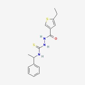 molecular formula C16H19N3OS2 B4276129 2-[(5-ethylthiophen-3-yl)carbonyl]-N-(1-phenylethyl)hydrazinecarbothioamide 