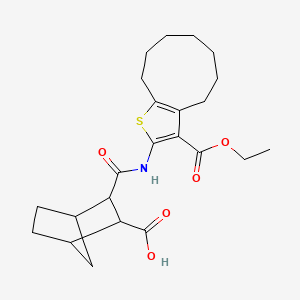 3-{[3-(ethoxycarbonyl)-5,6,7,8,9,10-hexahydro-4H-cyclonona[b]thiophen-2-yl]carbamoyl}bicyclo[2.2.1]heptane-2-carboxylic acid