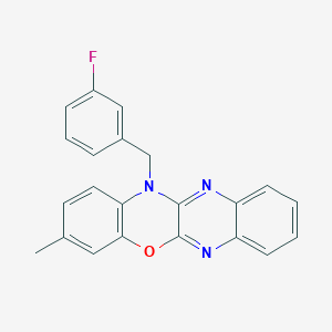 molecular formula C22H16FN3O B427616 12-(3-fluorobenzyl)-3-methyl-12H-quinoxalino[2,3-b][1,4]benzoxazine 