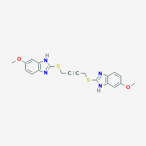 molecular formula C20H18N4O2S2 B427617 5-methoxy-2-({4-[(6-methoxy-1H-benzimidazol-2-yl)sulfanyl]-2-butynyl}sulfanyl)-1H-benzimidazole 