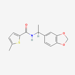 molecular formula C15H15NO3S B4276173 N-[1-(2H-13-BENZODIOXOL-5-YL)ETHYL]-5-METHYLTHIOPHENE-2-CARBOXAMIDE 