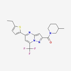 molecular formula C20H21F3N4OS B4276178 [5-(5-Ethylthiophen-2-yl)-7-(trifluoromethyl)pyrazolo[1,5-a]pyrimidin-2-yl](3-methylpiperidin-1-yl)methanone 