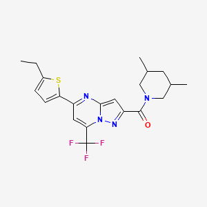 molecular formula C21H23F3N4OS B4276184 (3,5-Dimethylpiperidin-1-yl)[5-(5-ethylthiophen-2-yl)-7-(trifluoromethyl)pyrazolo[1,5-a]pyrimidin-2-yl]methanone 