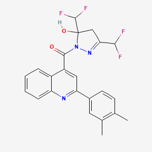 molecular formula C23H19F4N3O2 B4276193 [3,5-BIS(DIFLUOROMETHYL)-5-HYDROXY-4,5-DIHYDRO-1H-PYRAZOL-1-YL][2-(3,4-DIMETHYLPHENYL)-4-QUINOLYL]METHANONE 