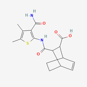 molecular formula C17H20N2O4S B4276234 3-[(3-Carbamoyl-4,5-dimethylthiophen-2-yl)carbamoyl]bicyclo[2.2.2]oct-5-ene-2-carboxylic acid 