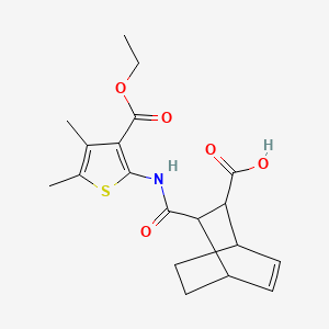 molecular formula C19H23NO5S B4276238 3-{[3-(Ethoxycarbonyl)-4,5-dimethylthiophen-2-yl]carbamoyl}bicyclo[2.2.2]oct-5-ene-2-carboxylic acid 