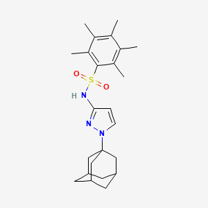 molecular formula C24H33N3O2S B4276246 N-[1-(ADAMANTAN-1-YL)-1H-PYRAZOL-3-YL]-2,3,4,5,6-PENTAMETHYLBENZENESULFONAMIDE 