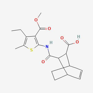 molecular formula C19H23NO5S B4276254 3-{[4-Ethyl-3-(methoxycarbonyl)-5-methylthiophen-2-yl]carbamoyl}bicyclo[2.2.2]oct-5-ene-2-carboxylic acid 