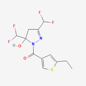 molecular formula C12H12F4N2O2S B4276275 [3,5-bis(difluoromethyl)-5-hydroxy-4,5-dihydro-1H-pyrazol-1-yl](5-ethylthiophen-3-yl)methanone 