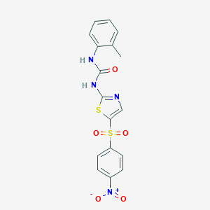 molecular formula C17H14N4O5S2 B427628 N-[5-({4-nitrophenyl}sulfonyl)-1,3-thiazol-2-yl]-N'-(2-methylphenyl)urea 