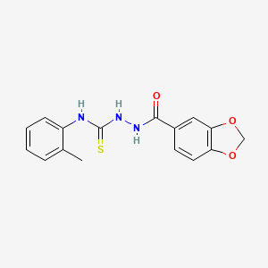 molecular formula C16H15N3O3S B4276342 2-(1,3-benzodioxol-5-ylcarbonyl)-N-(2-methylphenyl)hydrazinecarbothioamide 