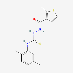 molecular formula C15H17N3OS2 B4276354 N-(2,5-dimethylphenyl)-2-[(2-methyl-3-thienyl)carbonyl]hydrazinecarbothioamide 