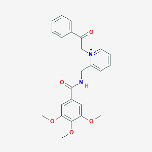 molecular formula C24H25N2O5+ B427637 1-(2-Oxo-2-phenylethyl)-2-{[(3,4,5-trimethoxybenzoyl)amino]methyl}pyridinium 