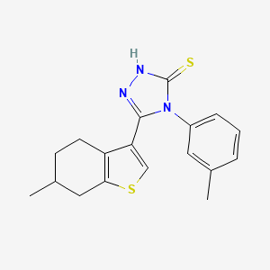 4-(3-methylphenyl)-5-(6-methyl-4,5,6,7-tetrahydro-1-benzothiophen-3-yl)-4H-1,2,4-triazole-3-thiol