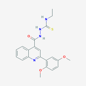 molecular formula C21H22N4O3S B4276382 2-{[2-(2,5-dimethoxyphenyl)-4-quinolinyl]carbonyl}-N-ethylhydrazinecarbothioamide 