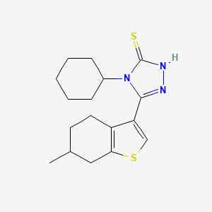 4-cyclohexyl-5-(6-methyl-4,5,6,7-tetrahydro-1-benzothiophen-3-yl)-4H-1,2,4-triazole-3-thiol