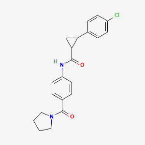 molecular formula C21H21ClN2O2 B4276440 2-(4-chlorophenyl)-N-[4-(pyrrolidin-1-ylcarbonyl)phenyl]cyclopropanecarboxamide 