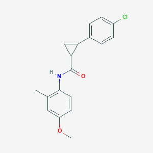 molecular formula C18H18ClNO2 B4276443 2-(4-chlorophenyl)-N-(4-methoxy-2-methylphenyl)cyclopropanecarboxamide 