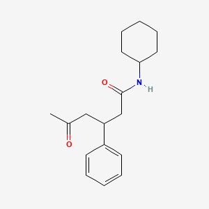 molecular formula C18H25NO2 B4276481 N-cyclohexyl-5-oxo-3-phenylhexanamide 