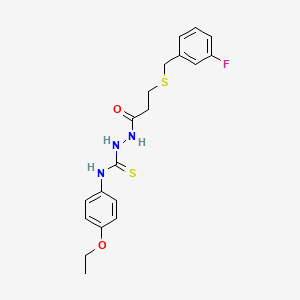 molecular formula C19H22FN3O2S2 B4276515 N-(4-ethoxyphenyl)-2-{3-[(3-fluorobenzyl)thio]propanoyl}hydrazinecarbothioamide 