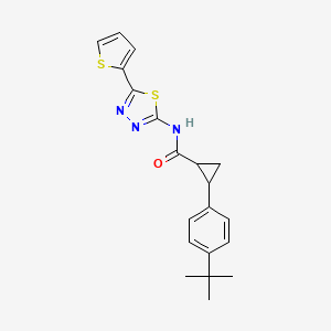 molecular formula C20H21N3OS2 B4276543 2-(4-tert-butylphenyl)-N-[5-(thiophen-2-yl)-1,3,4-thiadiazol-2-yl]cyclopropanecarboxamide 