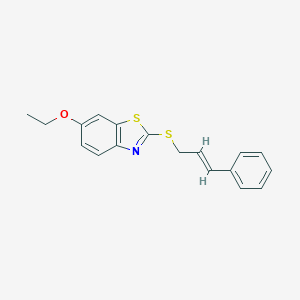 molecular formula C18H17NOS2 B427655 2-(Cinnamylsulfanyl)-1,3-benzothiazol-6-yl ethyl ether 