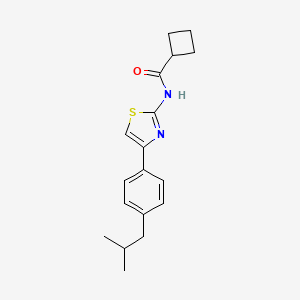 molecular formula C18H22N2OS B4276558 N-{4-[4-(2-METHYLPROPYL)PHENYL]-13-THIAZOL-2-YL}CYCLOBUTANECARBOXAMIDE 