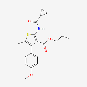 molecular formula C20H23NO4S B4276561 propyl 2-[(cyclopropylcarbonyl)amino]-4-(4-methoxyphenyl)-5-methyl-3-thiophenecarboxylate 