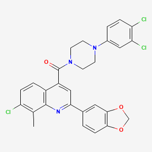 molecular formula C28H22Cl3N3O3 B4276691 2-(1,3-benzodioxol-5-yl)-7-chloro-4-{[4-(3,4-dichlorophenyl)-1-piperazinyl]carbonyl}-8-methylquinoline 