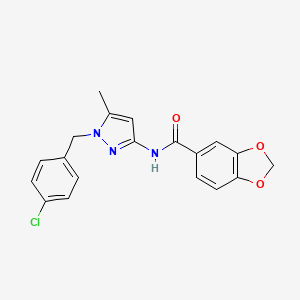 molecular formula C19H16ClN3O3 B4276709 N-{1-[(4-CHLOROPHENYL)METHYL]-5-METHYL-1H-PYRAZOL-3-YL}-2H-13-BENZODIOXOLE-5-CARBOXAMIDE 