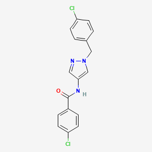 molecular formula C17H13Cl2N3O B4276724 4-CHLORO-N-{1-[(4-CHLOROPHENYL)METHYL]-1H-PYRAZOL-4-YL}BENZAMIDE 