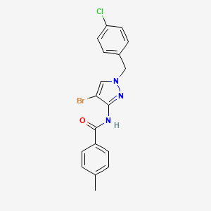 molecular formula C18H15BrClN3O B4276758 N-{4-BROMO-1-[(4-CHLOROPHENYL)METHYL]-1H-PYRAZOL-3-YL}-4-METHYLBENZAMIDE 