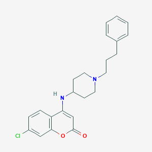 molecular formula C23H25ClN2O2 B427676 7-Chloro-4-[[1-(3-phenylpropyl)piperidin-4-yl]amino]chromen-2-one 
