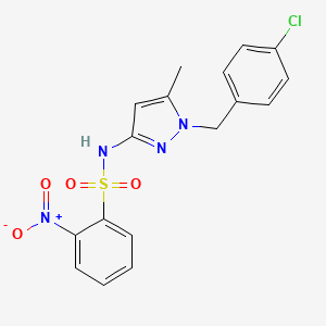 molecular formula C17H15ClN4O4S B4276775 N-{1-[(4-CHLOROPHENYL)METHYL]-5-METHYL-1H-PYRAZOL-3-YL}-2-NITROBENZENE-1-SULFONAMIDE 