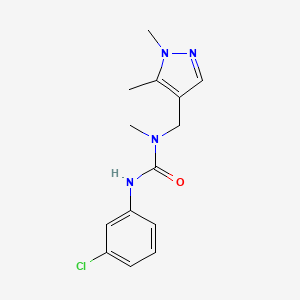 molecular formula C14H17ClN4O B4276791 N'-(3-chlorophenyl)-N-[(1,5-dimethyl-1H-pyrazol-4-yl)methyl]-N-methylurea 