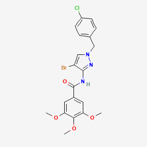 molecular formula C20H19BrClN3O4 B4276801 N-[4-bromo-1-(4-chlorobenzyl)-1H-pyrazol-3-yl]-3,4,5-trimethoxybenzamide 