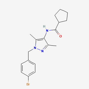 molecular formula C18H22BrN3O B4276886 N~1~-[1-(4-BROMOBENZYL)-3,5-DIMETHYL-1H-PYRAZOL-4-YL]-1-CYCLOPENTANECARBOXAMIDE 