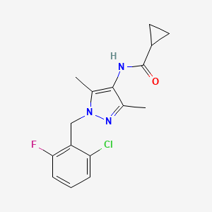 molecular formula C16H17ClFN3O B4276896 N-[1-(2-chloro-6-fluorobenzyl)-3,5-dimethyl-1H-pyrazol-4-yl]cyclopropanecarboxamide 