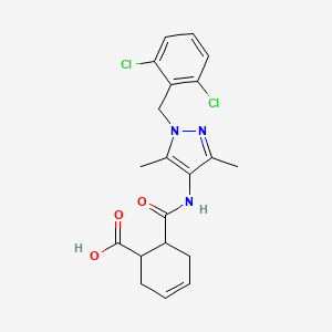 molecular formula C20H21Cl2N3O3 B4276898 6-{[1-(2,6-dichlorobenzyl)-3,5-dimethyl-1H-pyrazol-4-yl]carbamoyl}cyclohex-3-ene-1-carboxylic acid 