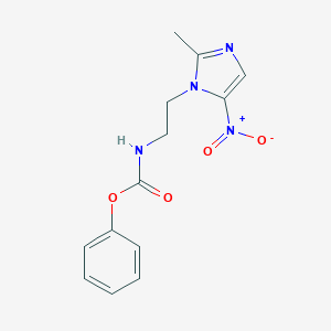 molecular formula C13H14N4O4 B427699 phenyl 2-{5-nitro-2-methyl-1H-imidazol-1-yl}ethylcarbamate 