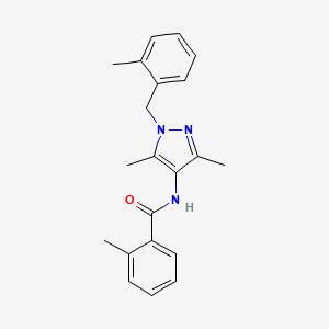 molecular formula C21H23N3O B4277010 N-{3,5-DIMETHYL-1-[(2-METHYLPHENYL)METHYL]-1H-PYRAZOL-4-YL}-2-METHYLBENZAMIDE 