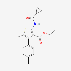 molecular formula C19H21NO3S B4277051 ETHYL 2-CYCLOPROPANEAMIDO-5-METHYL-4-(4-METHYLPHENYL)THIOPHENE-3-CARBOXYLATE 