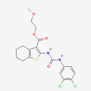 molecular formula C19H20Cl2N2O4S B4277129 2-methoxyethyl 2-({[(3,4-dichlorophenyl)amino]carbonyl}amino)-4,5,6,7-tetrahydro-1-benzothiophene-3-carboxylate 